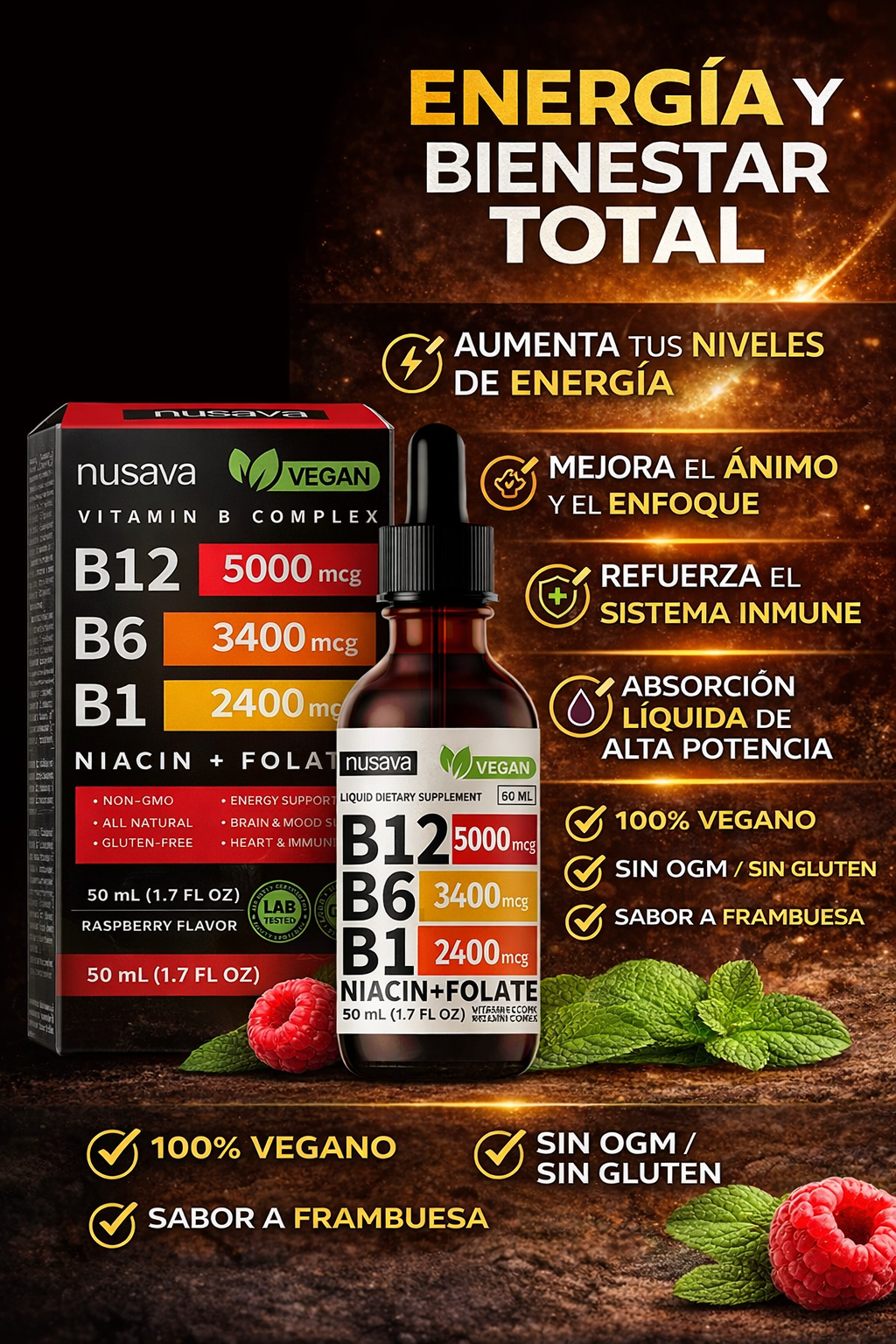 VITAMINA B12 5000mcg EN GOTAS-COMPLEJO B LIQUIDO NUVASA